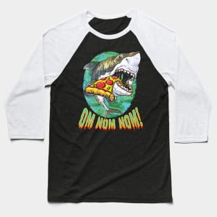 Great White Shark Bites Pizza Baseball T-Shirt